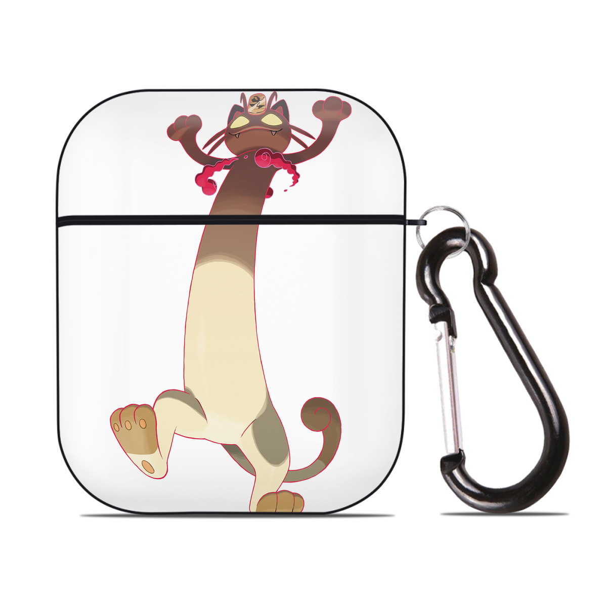 （画像用） ポケットモンスター Pokémon AirPods 第2世代保護ケース ハードシェル ブラック 耐衝撃・防指紋・カラビナ付き