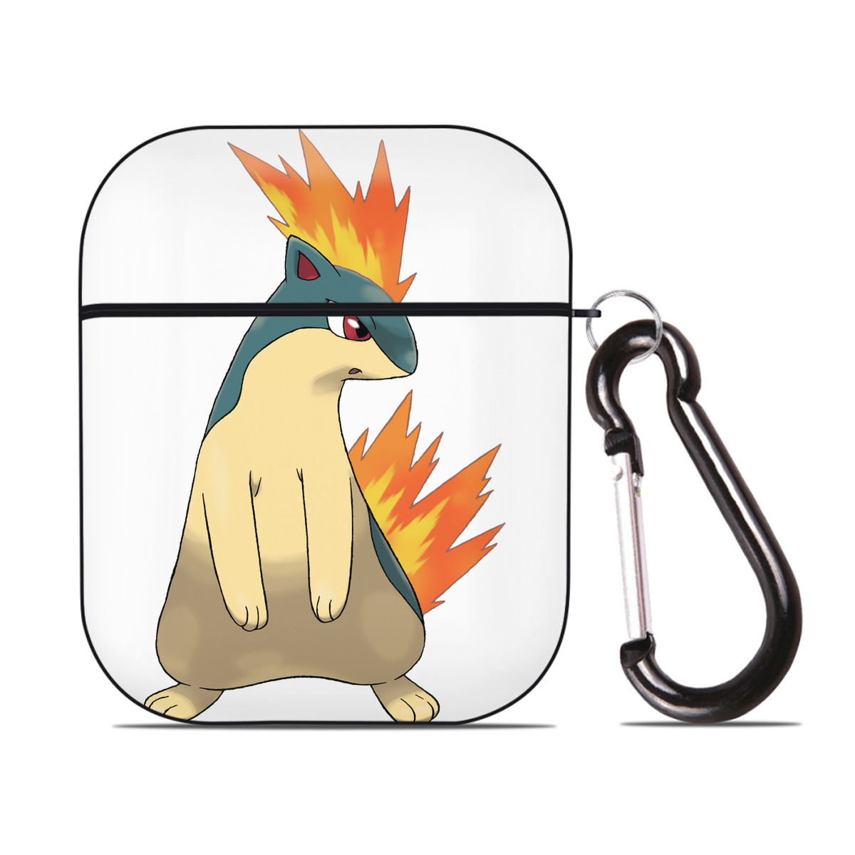 （画像用） ポケットモンスター Pokémon AirPods 第2世代保護ケース ハードシェル ブラック 耐衝撃・防指紋・カラビナ付き
