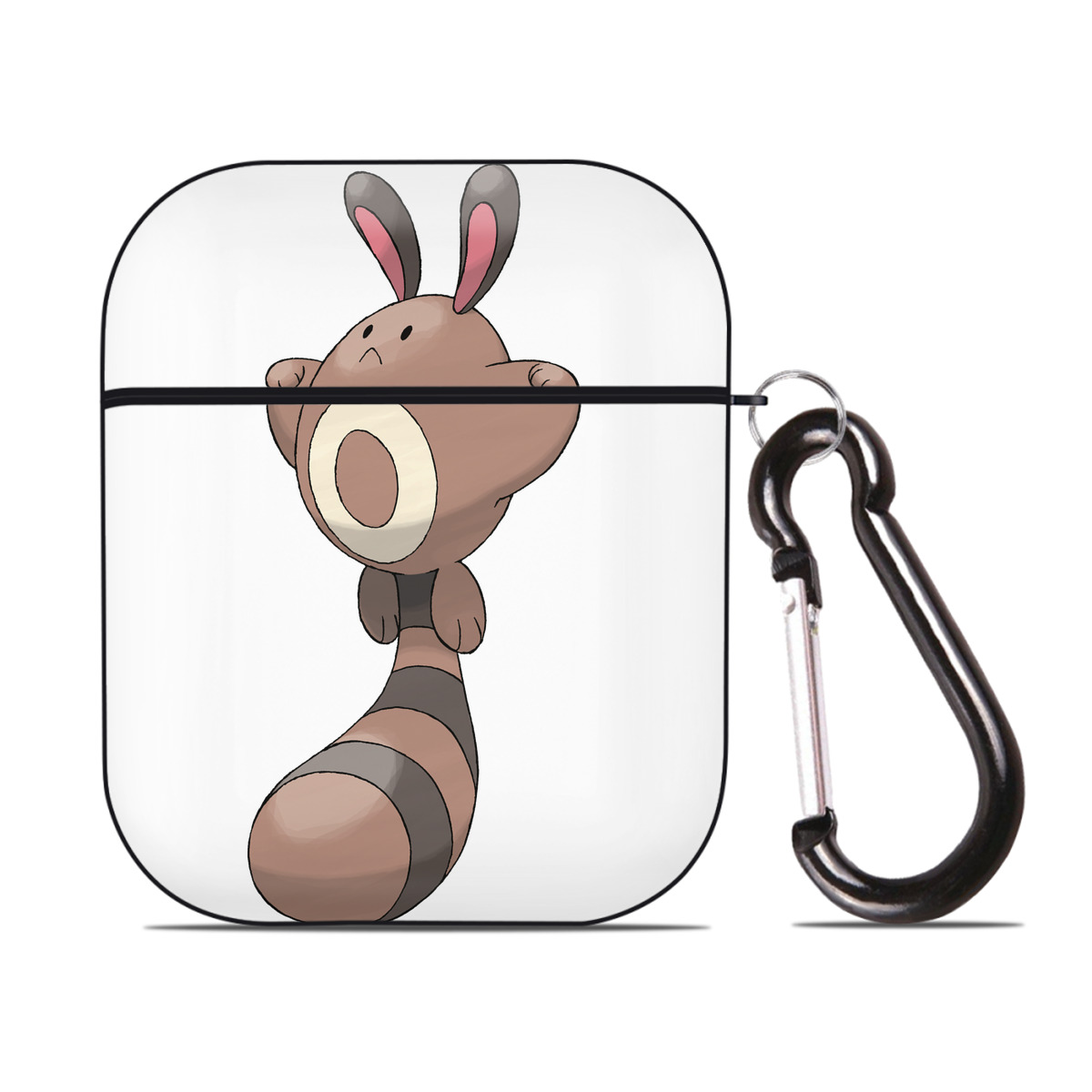 （画像用） ポケットモンスター Pokémon AirPods 第2世代保護ケース ハードシェル ブラック 耐衝撃・防指紋・カラビナ付き