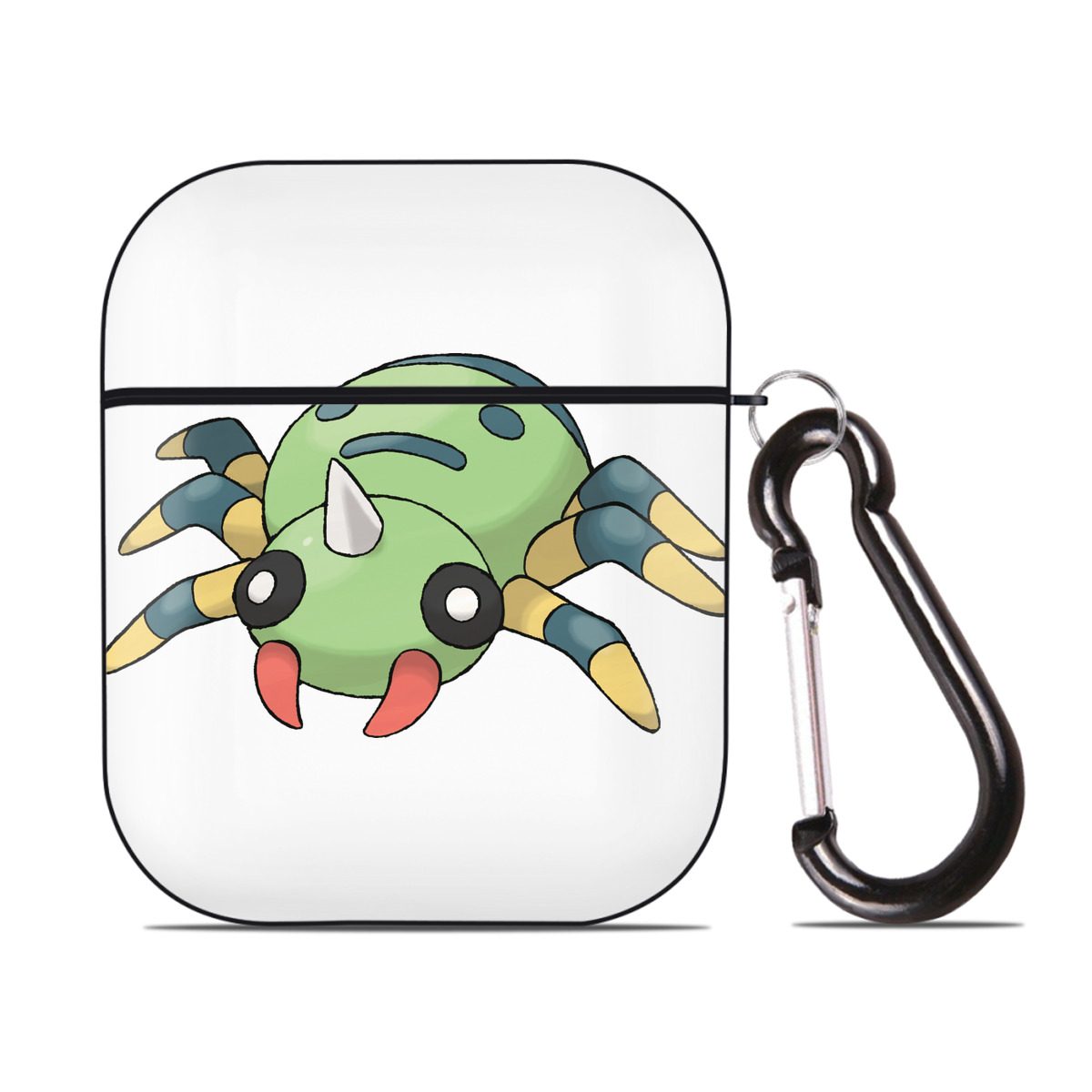 （画像用） ポケットモンスター Pokémon AirPods 第2世代保護ケース ハードシェル ブラック 耐衝撃・防指紋・カラビナ付き