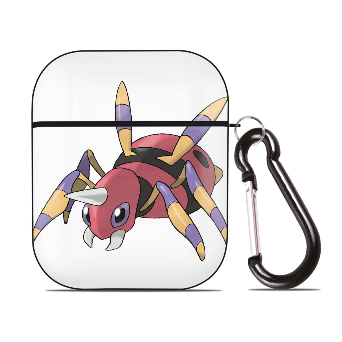（画像用） ポケットモンスター Pokémon AirPods 第2世代保護ケース ハードシェル ブラック 耐衝撃・防指紋・カラビナ付き