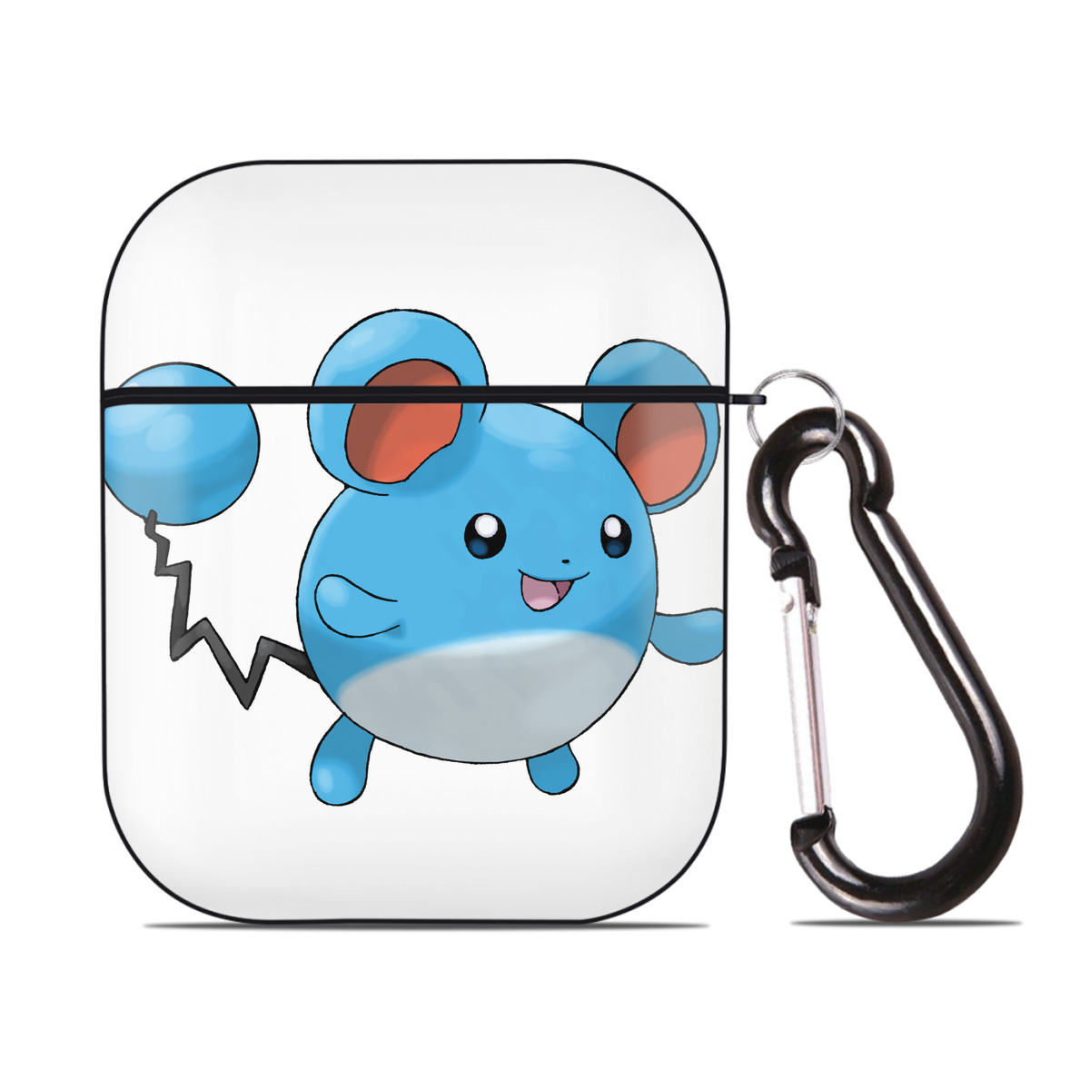 （画像用） ポケットモンスター Pokémon AirPods 第2世代保護ケース ハードシェル ブラック 耐衝撃・防指紋・カラビナ付き