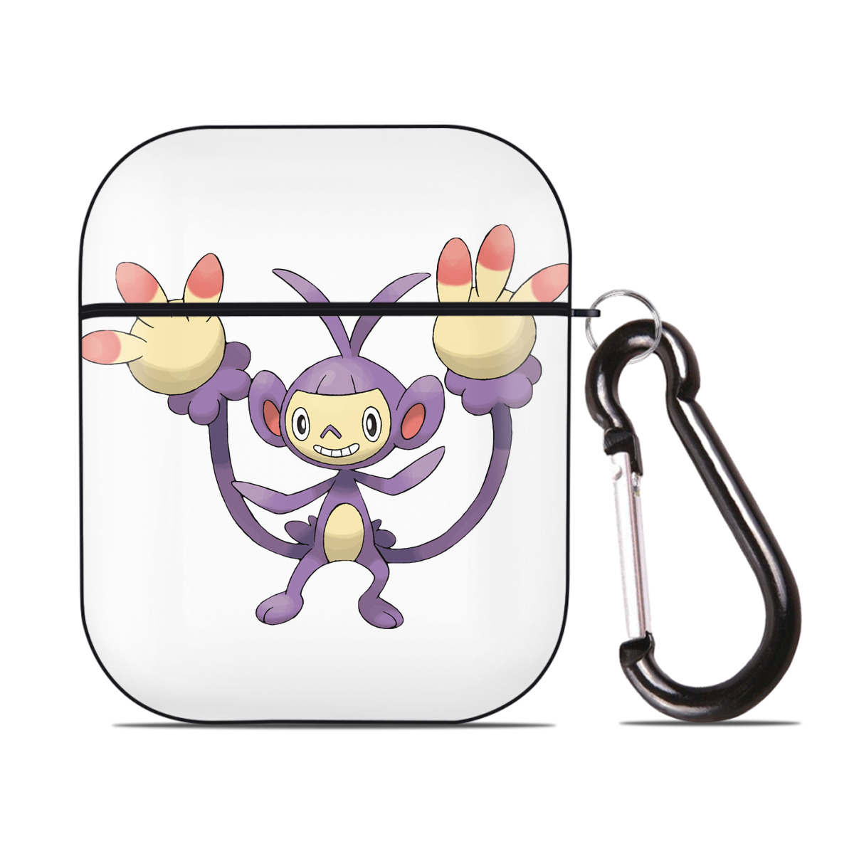 （画像用） ポケットモンスター Pokémon AirPods 第2世代保護ケース ハードシェル ブラック 耐衝撃・防指紋・カラビナ付き