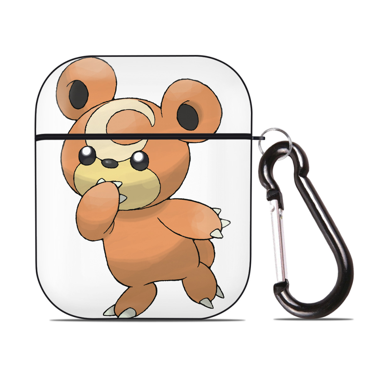 （画像用） ポケットモンスター Pokémon AirPods 第2世代保護ケース ハードシェル ブラック 耐衝撃・防指紋・カラビナ付き