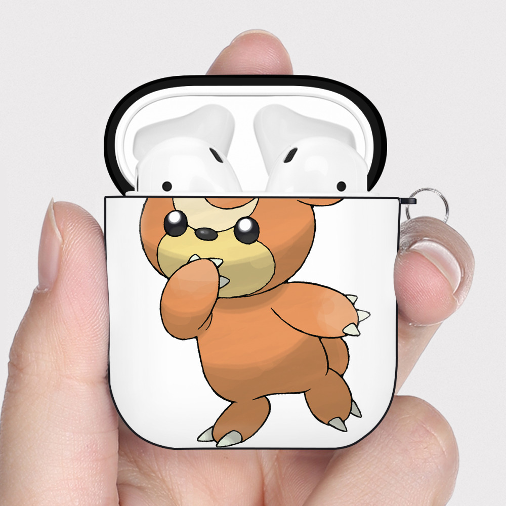 （画像用） ポケットモンスター Pokémon AirPods 第2世代保護ケース ハードシェル ブラック 耐衝撃・防指紋・カラビナ付き
