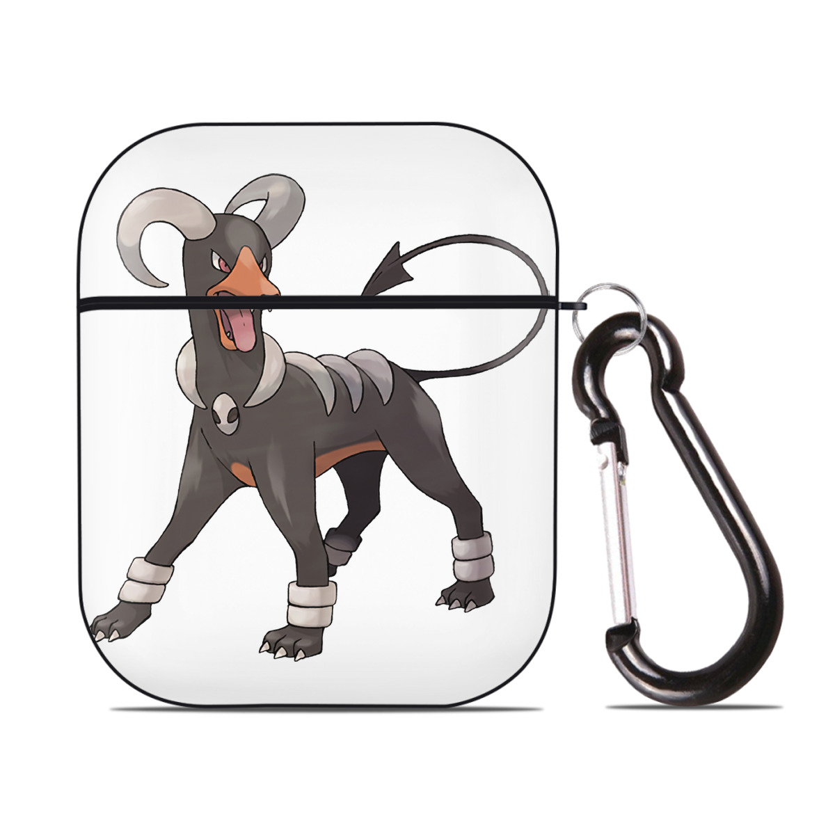 （画像用） ポケットモンスター Pokémon AirPods 第2世代保護ケース ハードシェル ブラック 耐衝撃・防指紋・カラビナ付き