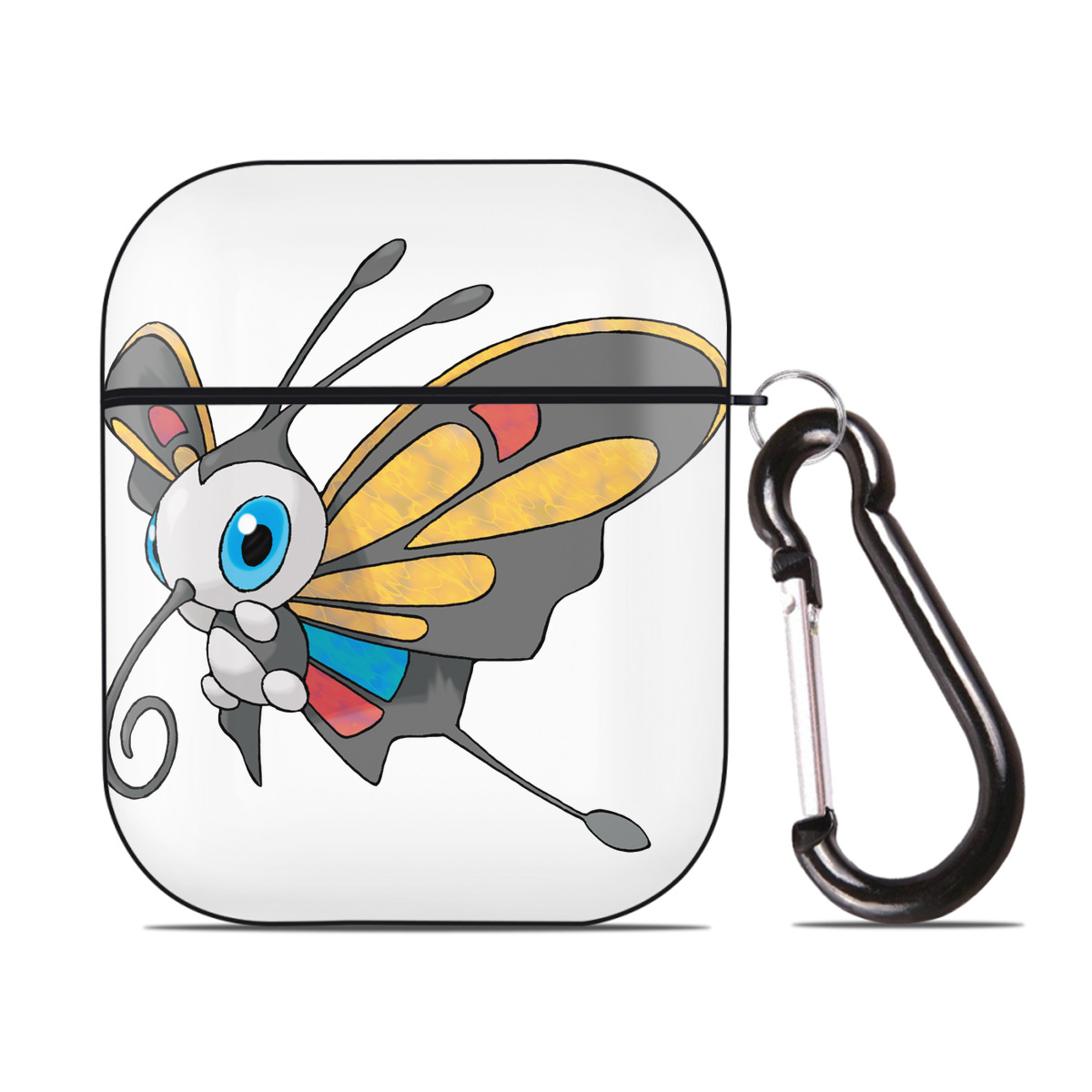 （画像用） ポケットモンスター Pokémon AirPods 第2世代保護ケース ハードシェル ブラック 耐衝撃・防指紋・カラビナ付き