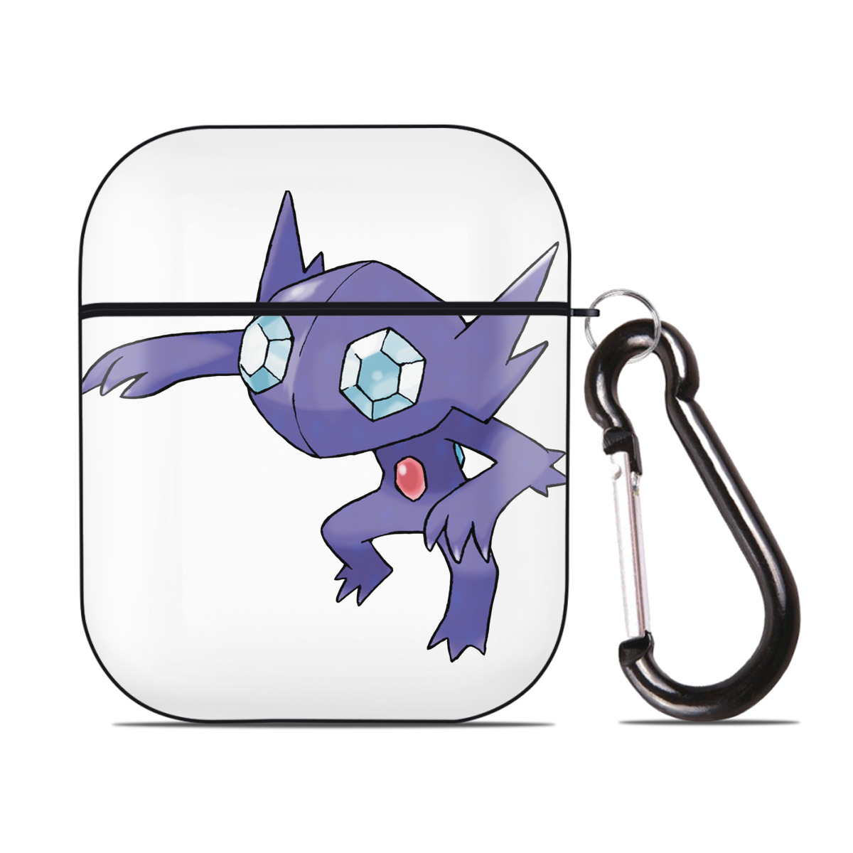（画像用） ポケットモンスター Pokémon AirPods 第2世代保護ケース ハードシェル ブラック 耐衝撃・防指紋・カラビナ付き