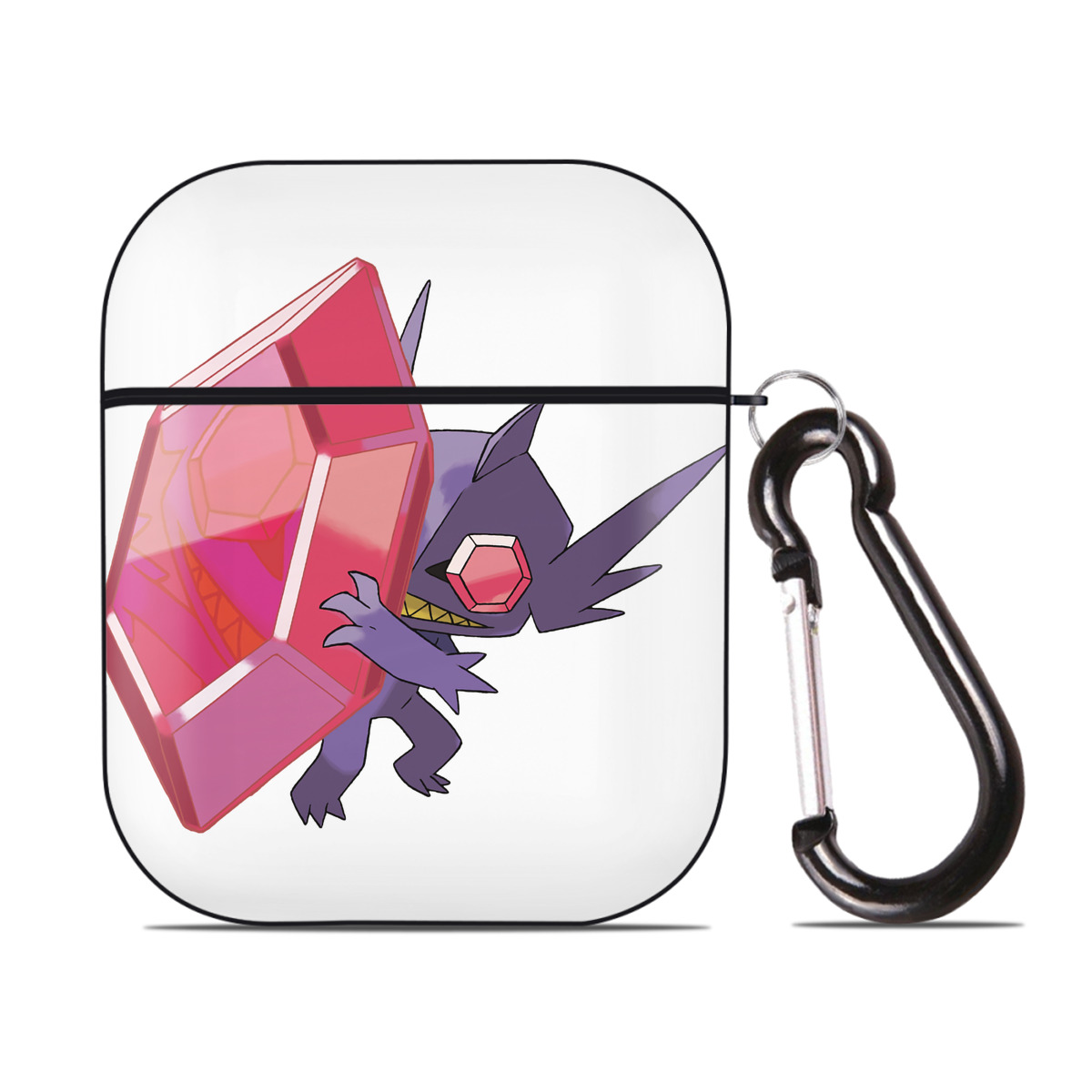 （画像用） ポケットモンスター Pokémon AirPods 第2世代保護ケース ハードシェル ブラック 耐衝撃・防指紋・カラビナ付き