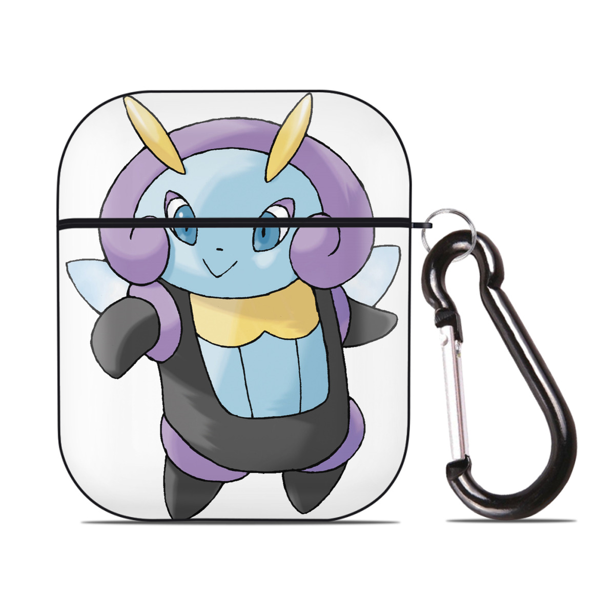 （画像用） ポケットモンスター Pokémon AirPods 第2世代保護ケース ハードシェル ブラック 耐衝撃・防指紋・カラビナ付き