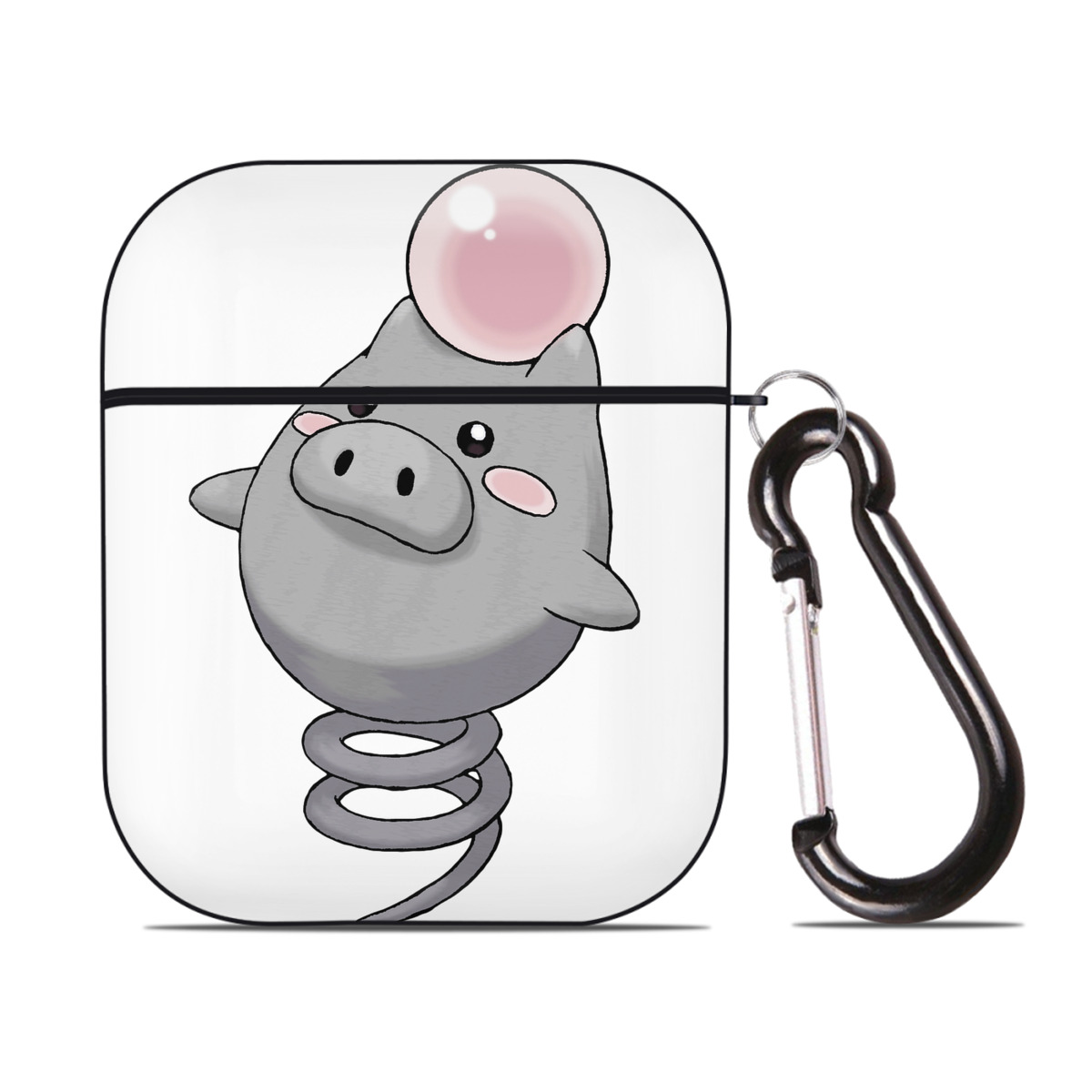 （画像用） ポケットモンスター Pokémon AirPods 第2世代保護ケース ハードシェル ブラック 耐衝撃・防指紋・カラビナ付き
