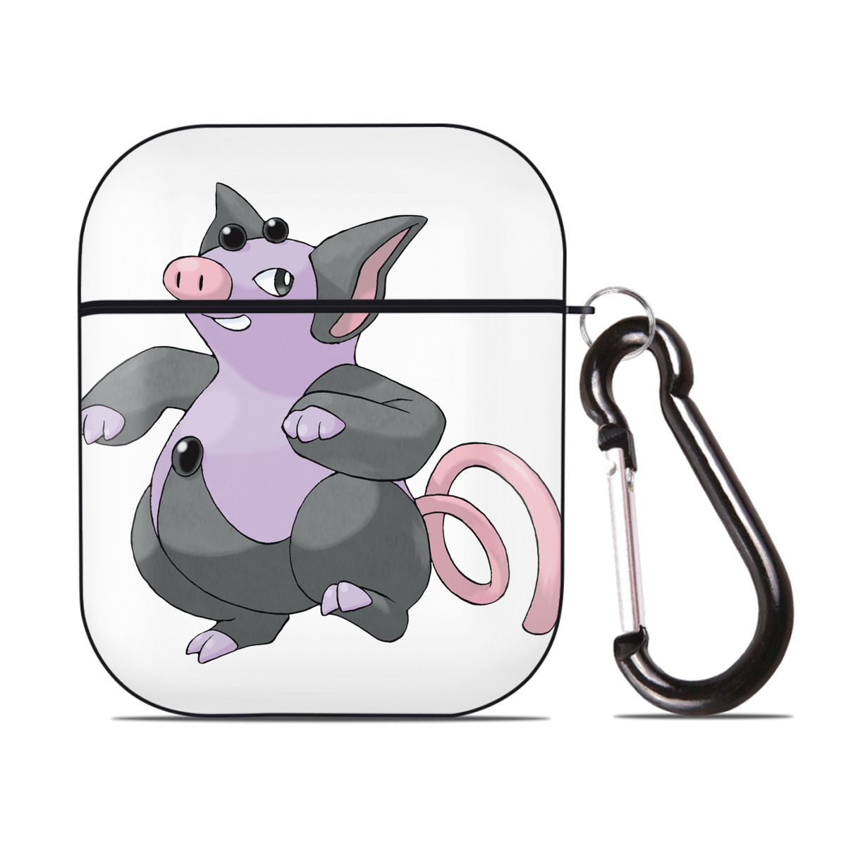 （画像用） ポケットモンスター Pokémon AirPods 第2世代保護ケース ハードシェル ブラック 耐衝撃・防指紋・カラビナ付き