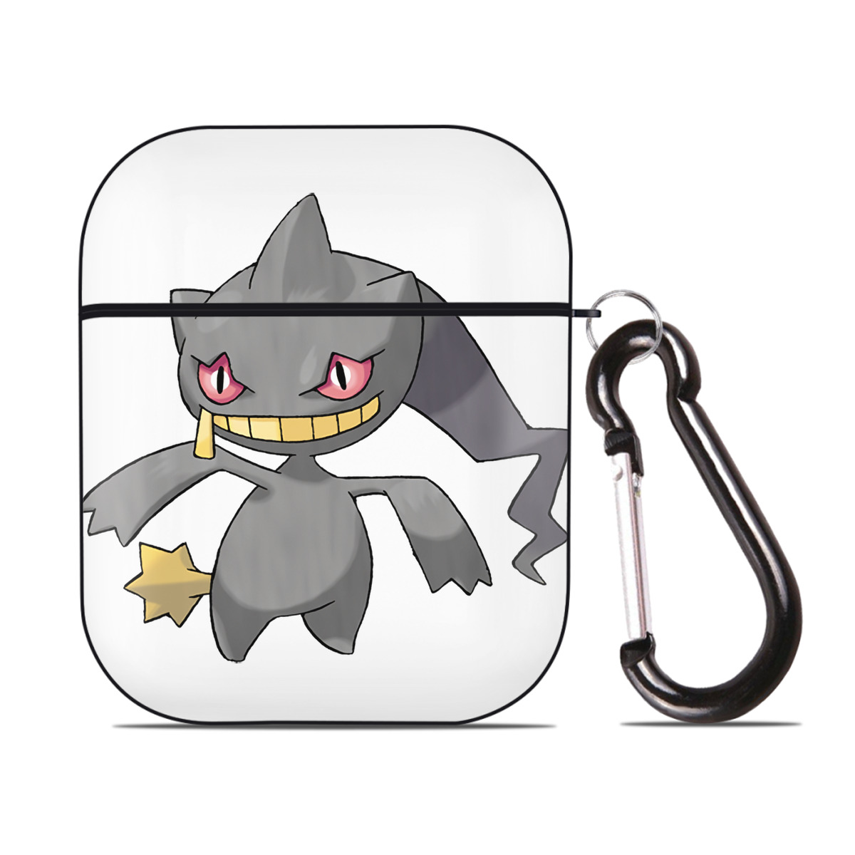 （画像用） ポケットモンスター Pokémon AirPods 第2世代保護ケース ハードシェル ブラック 耐衝撃・防指紋・カラビナ付き
