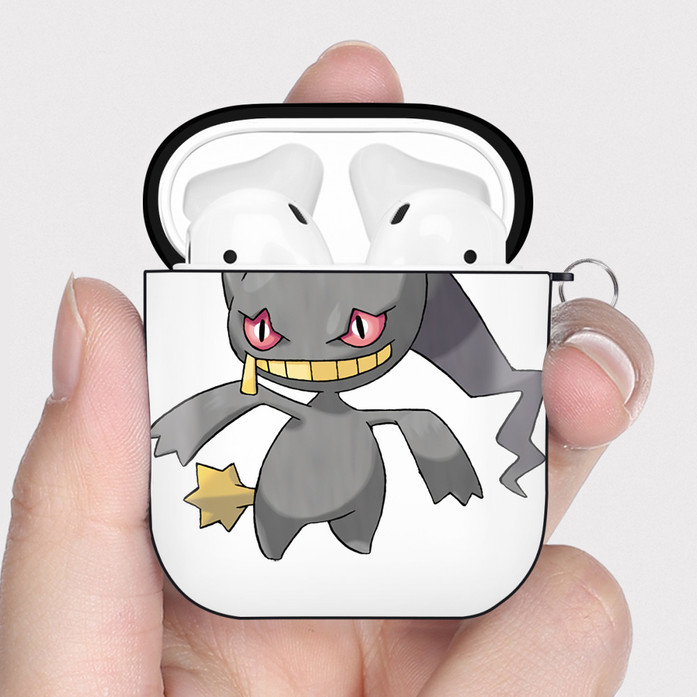 （画像用） ポケットモンスター Pokémon AirPods 第2世代保護ケース ハードシェル ブラック 耐衝撃・防指紋・カラビナ付き