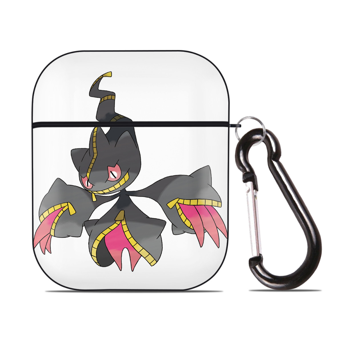 （画像用） ポケットモンスター Pokémon AirPods 第2世代保護ケース ハードシェル ブラック 耐衝撃・防指紋・カラビナ付き