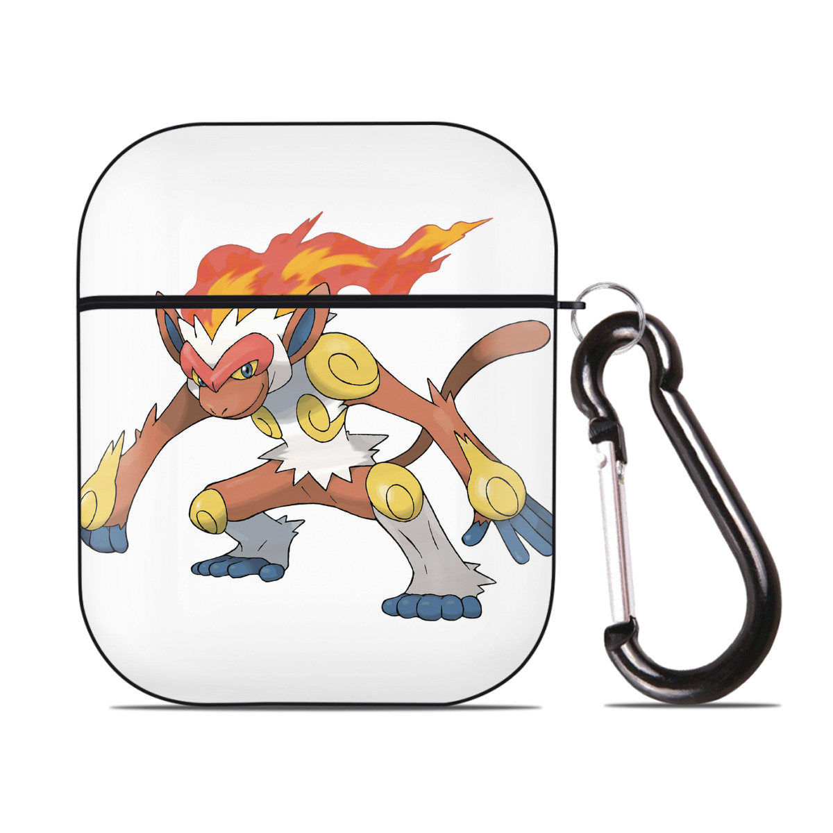 （画像用） ポケットモンスター Pokémon AirPods 第2世代保護ケース ハードシェル ブラック 耐衝撃・防指紋・カラビナ付き