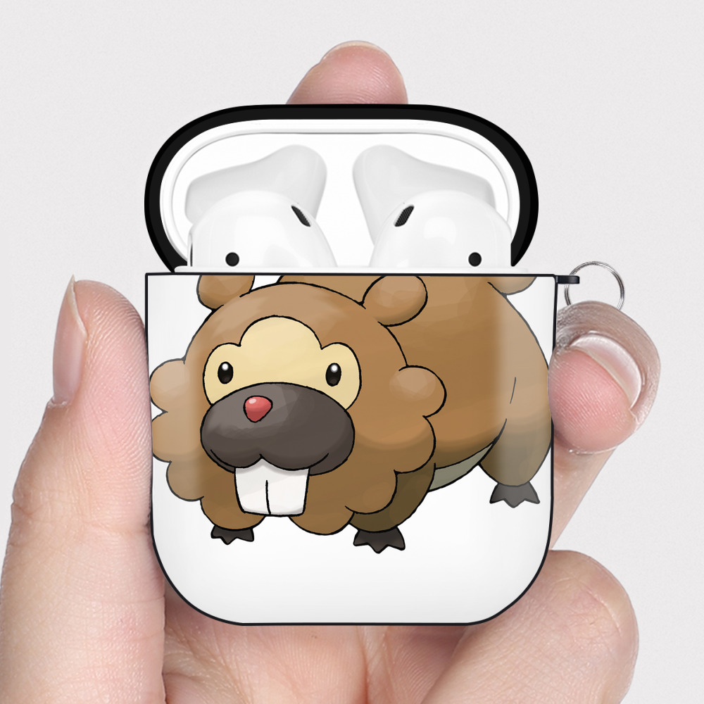 （画像用） ポケットモンスター Pokémon AirPods 第2世代保護ケース ハードシェル ブラック 耐衝撃・防指紋・カラビナ付き