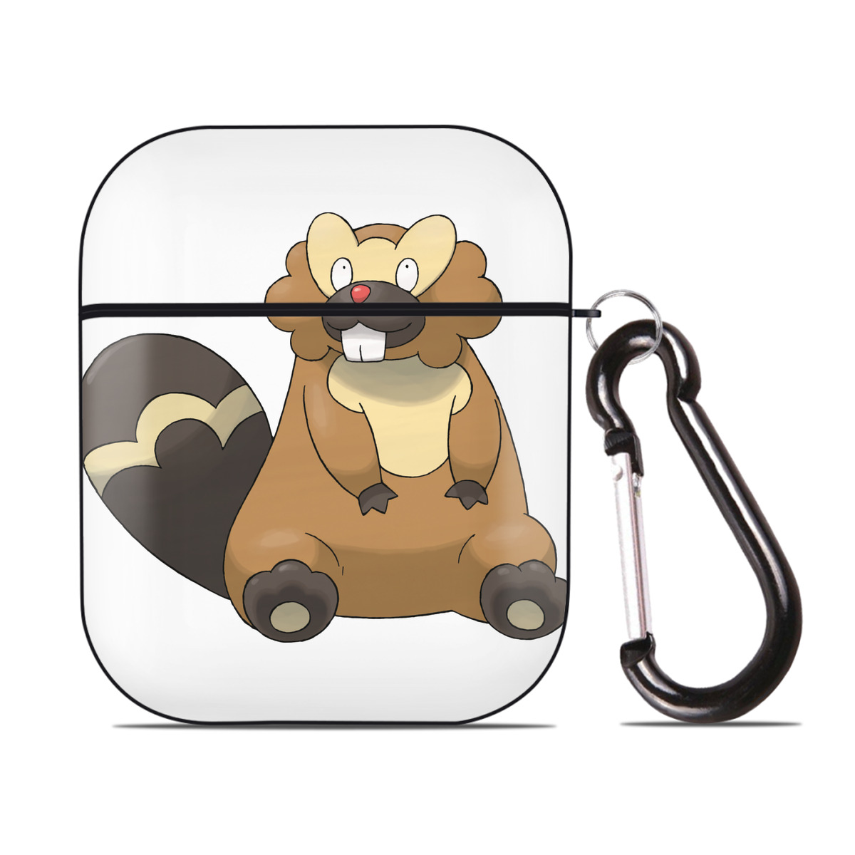 （画像用） ポケットモンスター Pokémon AirPods 第2世代保護ケース ハードシェル ブラック 耐衝撃・防指紋・カラビナ付き