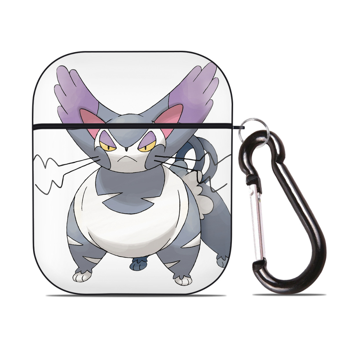 （画像用） ポケットモンスター Pokémon AirPods 第2世代保護ケース ハードシェル ブラック 耐衝撃・防指紋・カラビナ付き