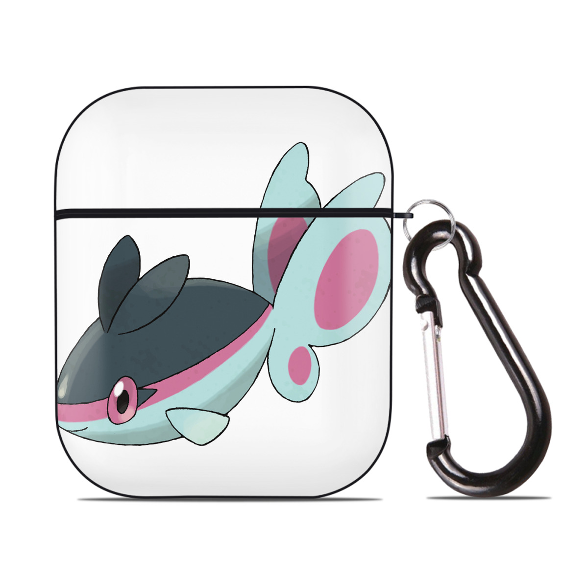 （画像用） ポケットモンスター Pokémon AirPods 第2世代保護ケース ハードシェル ブラック 耐衝撃・防指紋・カラビナ付き
