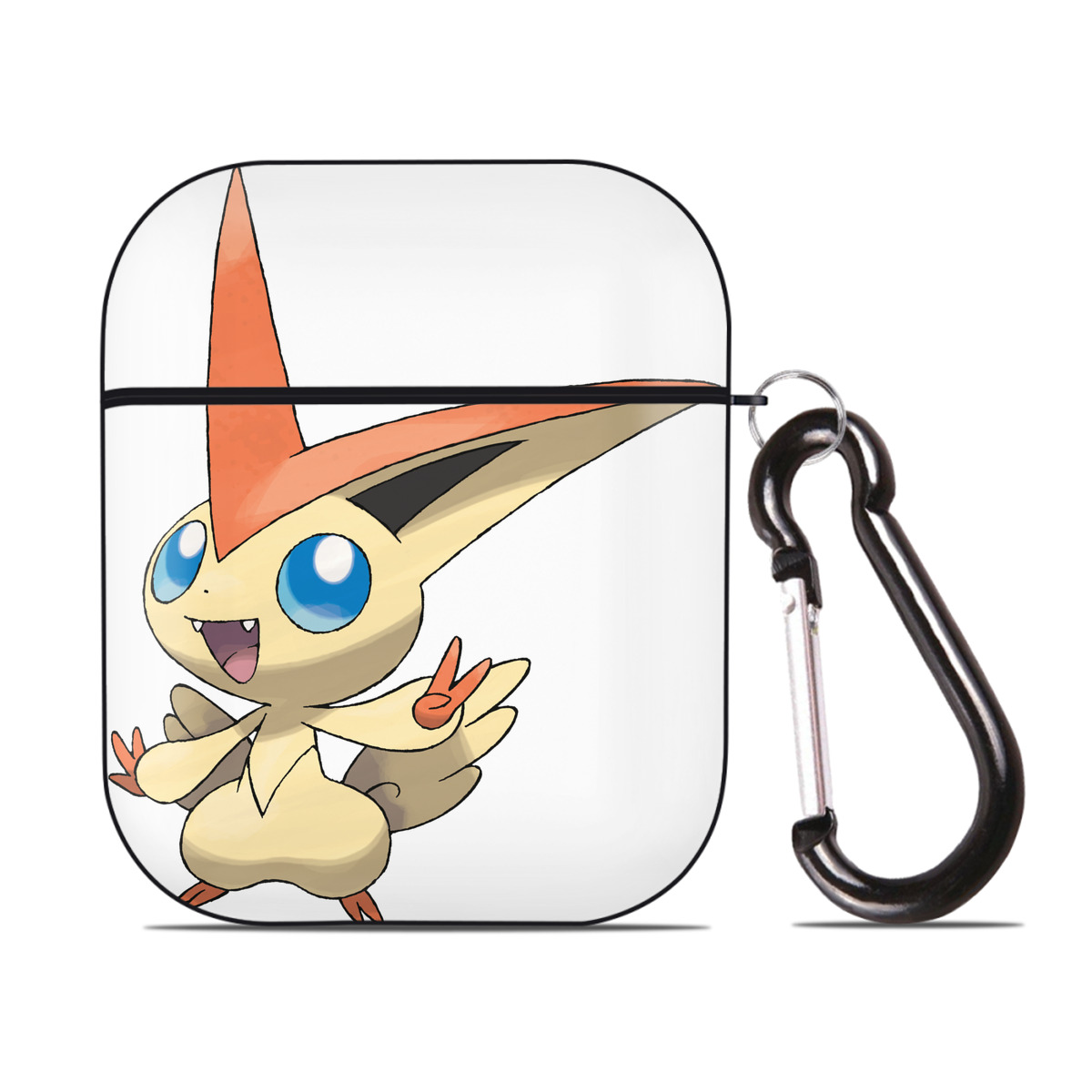 （画像用） ポケットモンスター Pokémon AirPods 第2世代保護ケース ハードシェル ブラック 耐衝撃・防指紋・カラビナ付き