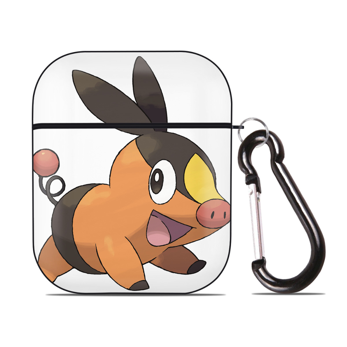 （画像用） ポケットモンスター Pokémon AirPods 第2世代保護ケース ハードシェル ブラック 耐衝撃・防指紋・カラビナ付き