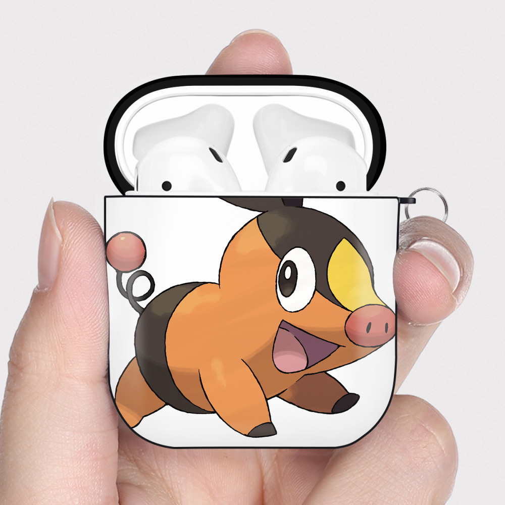 （画像用） ポケットモンスター Pokémon AirPods 第2世代保護ケース ハードシェル ブラック 耐衝撃・防指紋・カラビナ付き