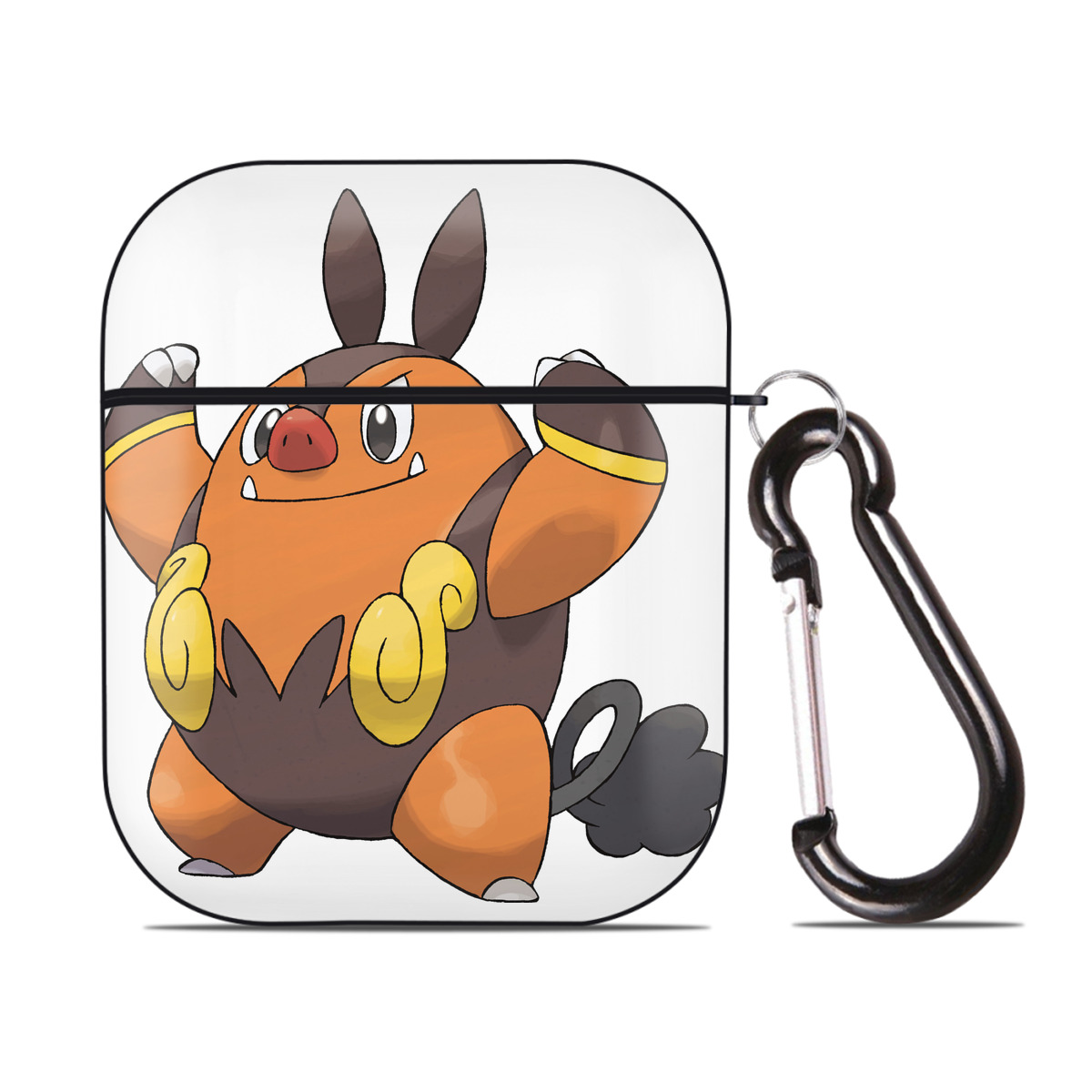 （画像用） ポケットモンスター Pokémon AirPods 第2世代保護ケース ハードシェル ブラック 耐衝撃・防指紋・カラビナ付き