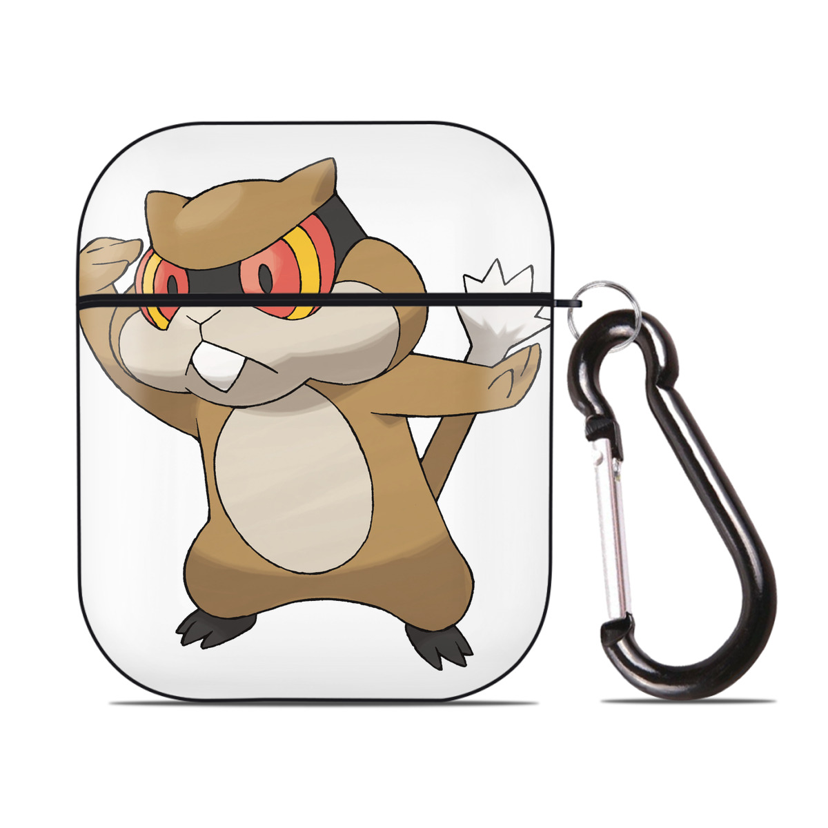 （画像用） ポケットモンスター Pokémon AirPods 第2世代保護ケース ハードシェル ブラック 耐衝撃・防指紋・カラビナ付き