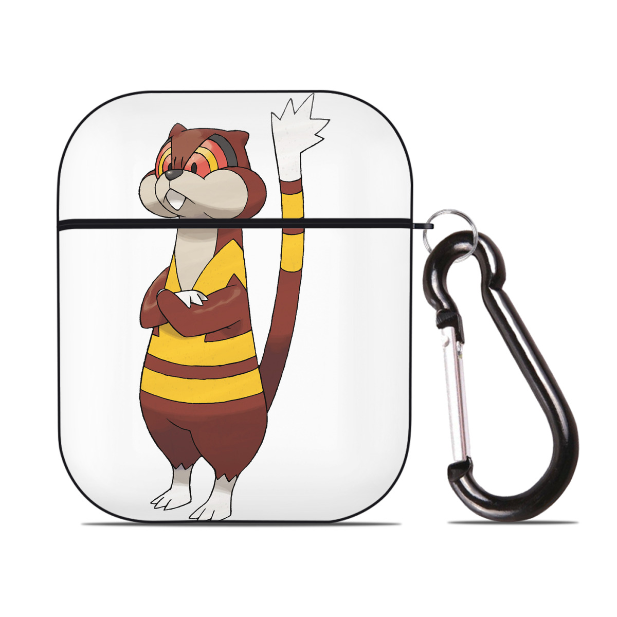 （画像用） ポケットモンスター Pokémon AirPods 第2世代保護ケース ハードシェル ブラック 耐衝撃・防指紋・カラビナ付き