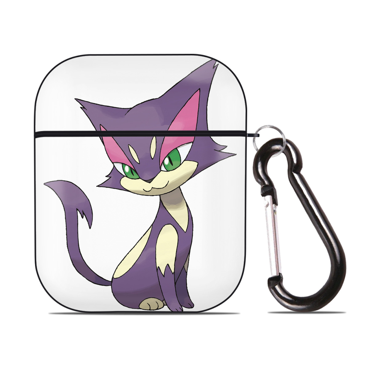 （画像用） ポケットモンスター Pokémon AirPods 第2世代保護ケース ハードシェル ブラック 耐衝撃・防指紋・カラビナ付き