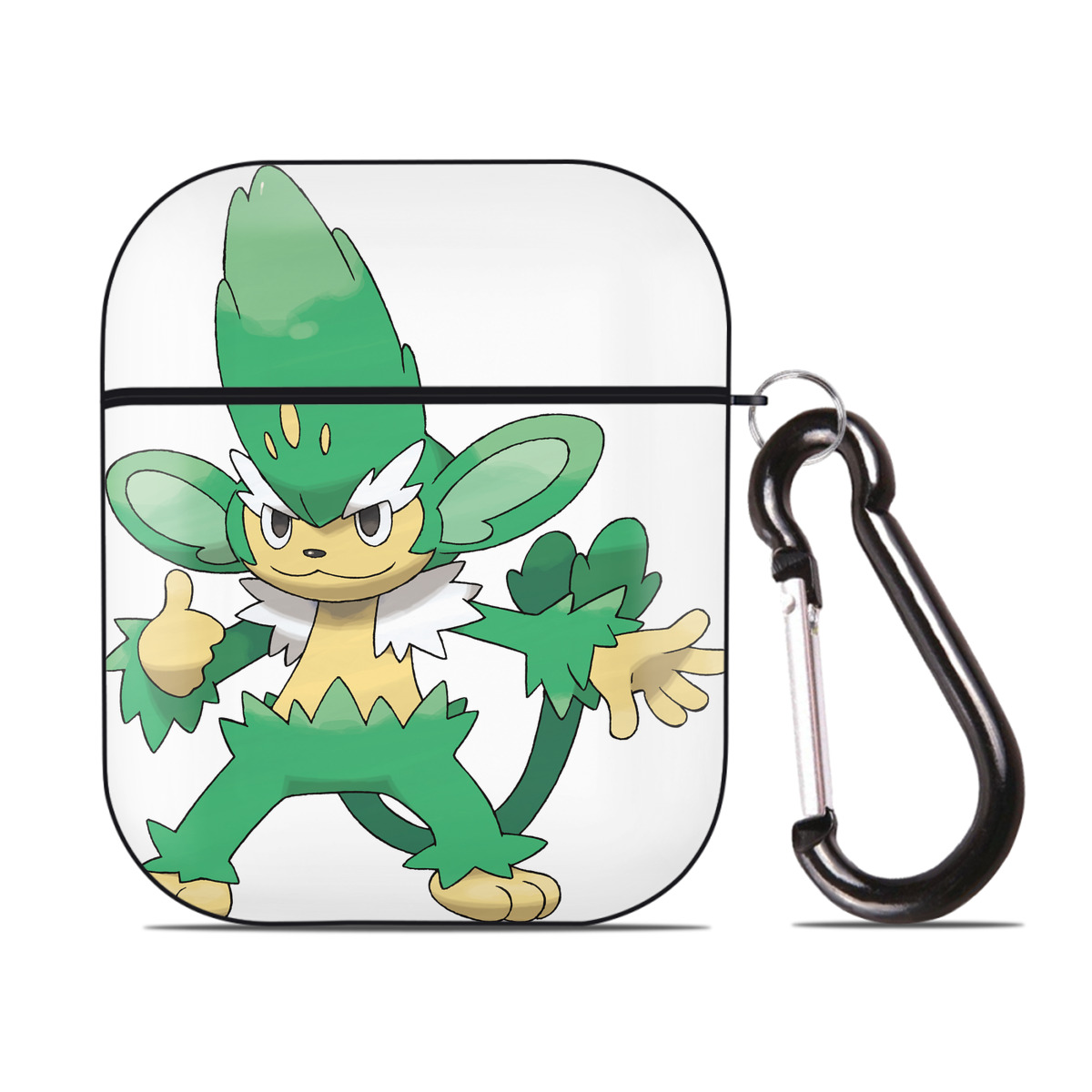 （画像用） ポケットモンスター Pokémon AirPods 第2世代保護ケース ハードシェル ブラック 耐衝撃・防指紋・カラビナ付き