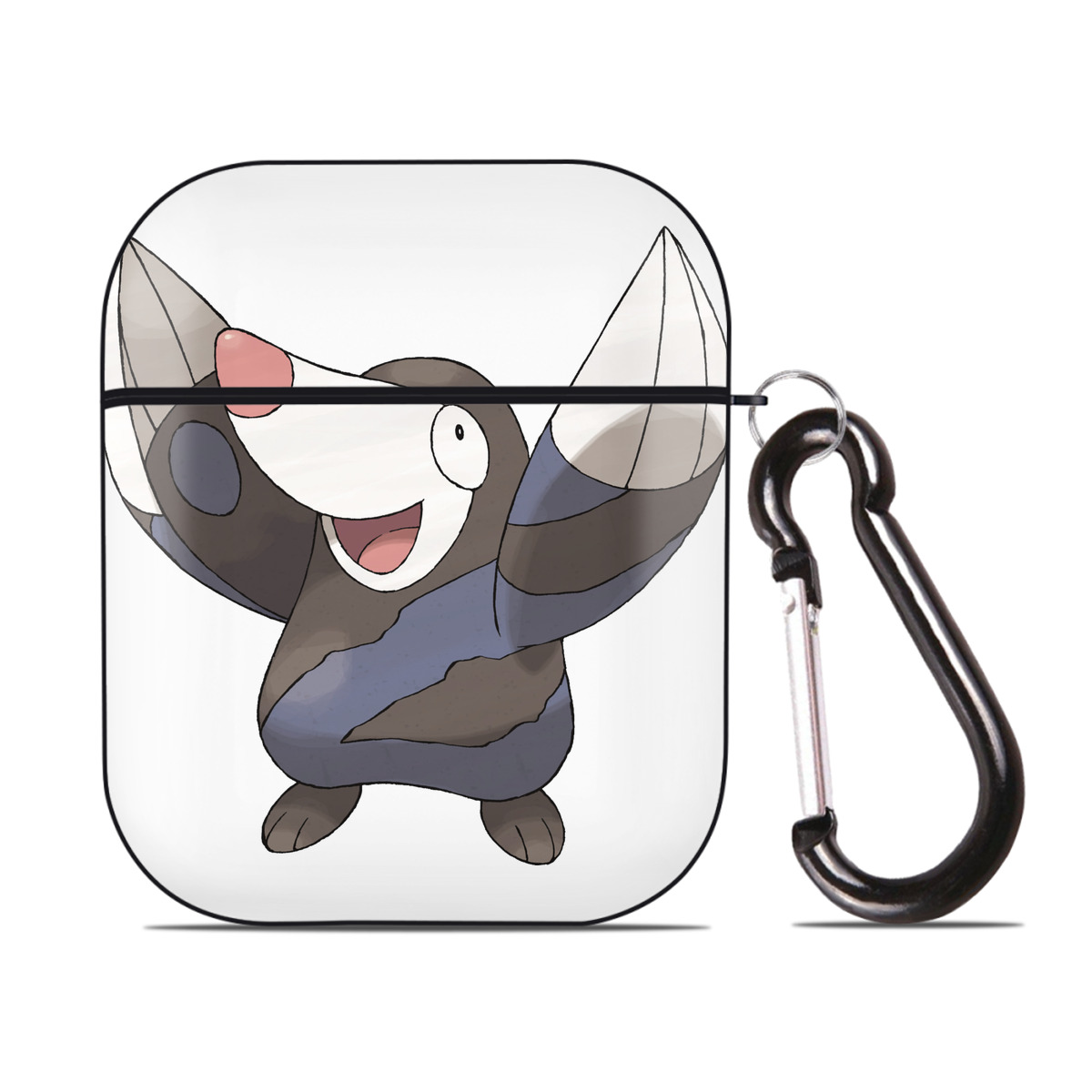 （画像用） ポケットモンスター Pokémon AirPods 第2世代保護ケース ハードシェル ブラック 耐衝撃・防指紋・カラビナ付き