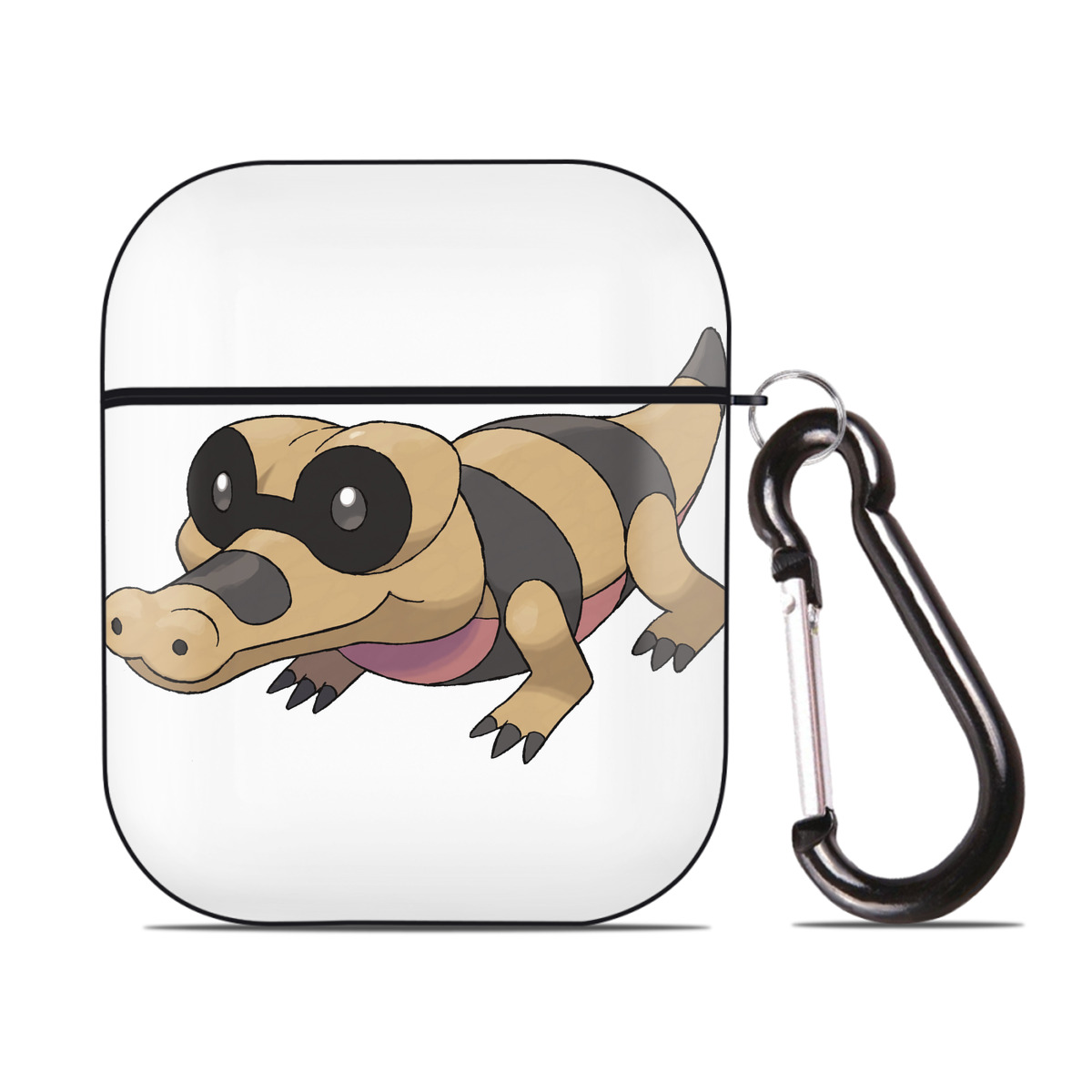 （画像用） ポケットモンスター Pokémon AirPods 第2世代保護ケース ハードシェル ブラック 耐衝撃・防指紋・カラビナ付き