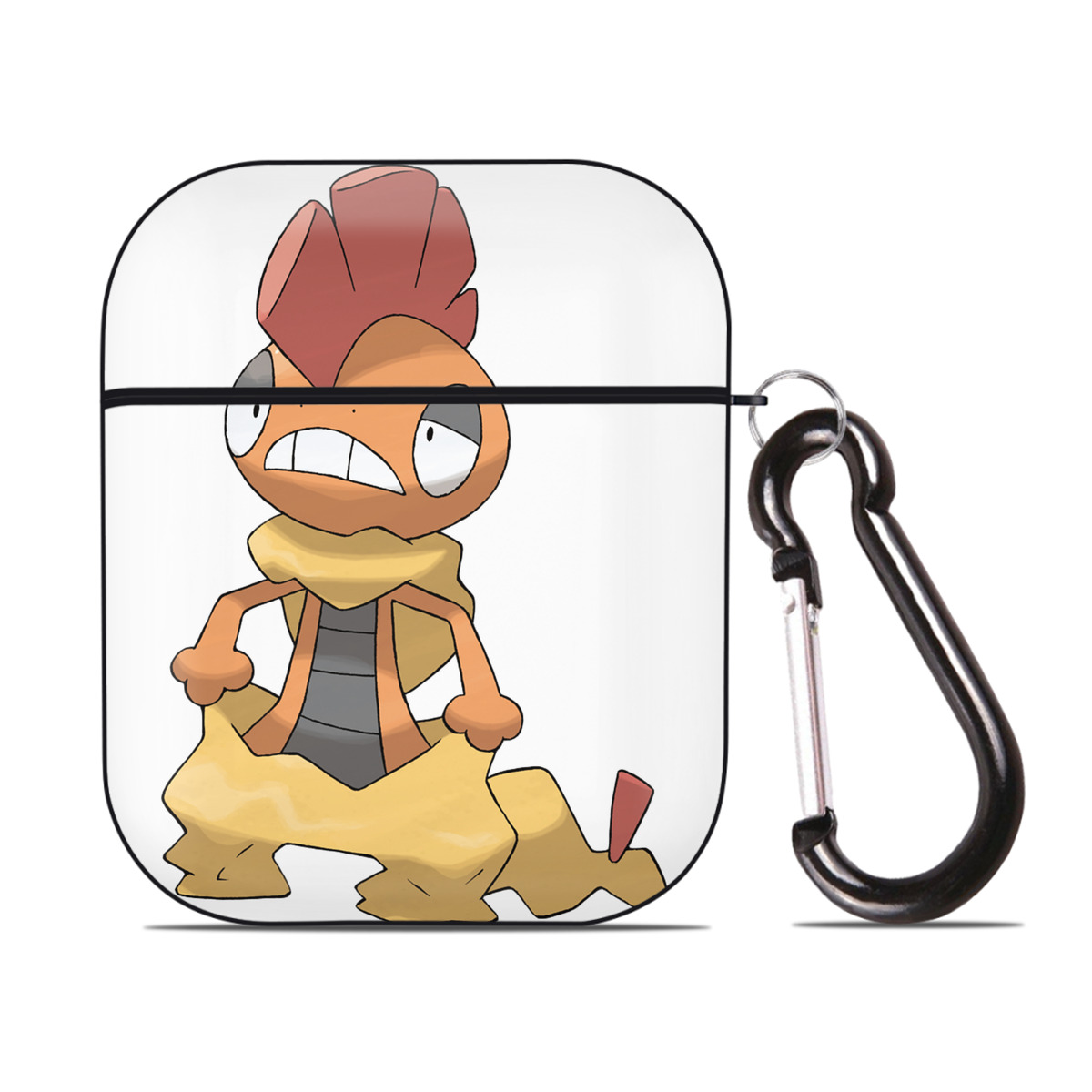 （画像用） ポケットモンスター Pokémon AirPods 第2世代保護ケース ハードシェル ブラック 耐衝撃・防指紋・カラビナ付き