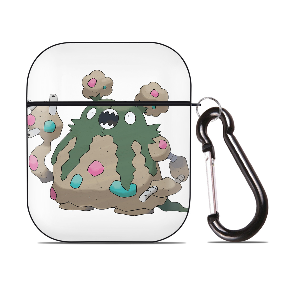 （画像用） ポケットモンスター Pokémon AirPods 第2世代保護ケース ハードシェル ブラック 耐衝撃・防指紋・カラビナ付き