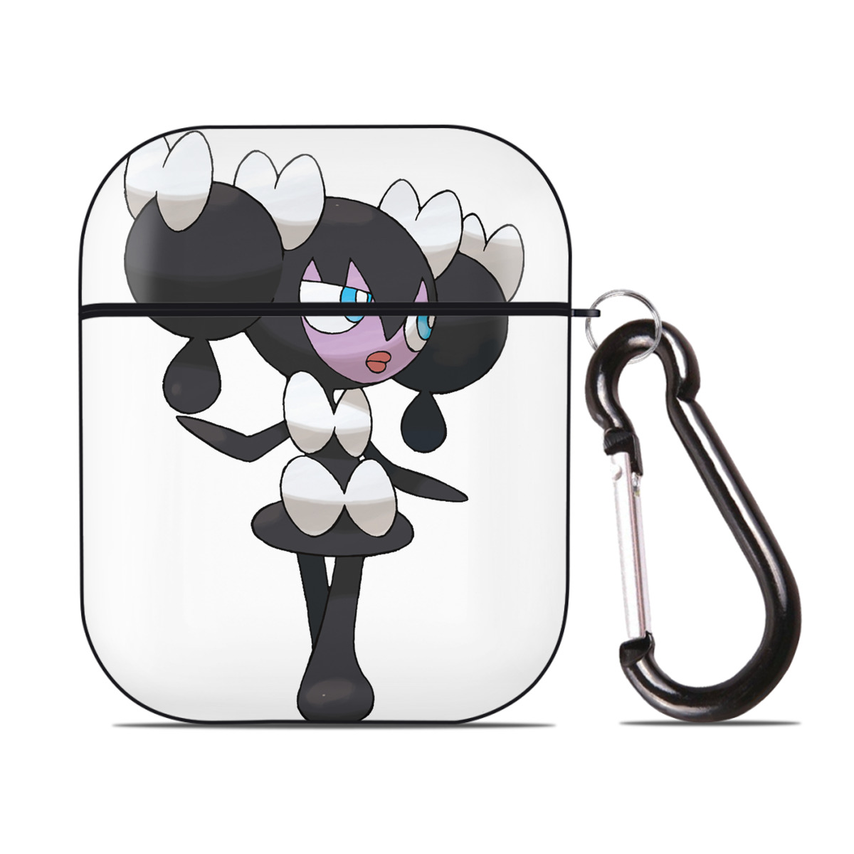 （画像用） ポケットモンスター Pokémon AirPods 第2世代保護ケース ハードシェル ブラック 耐衝撃・防指紋・カラビナ付き