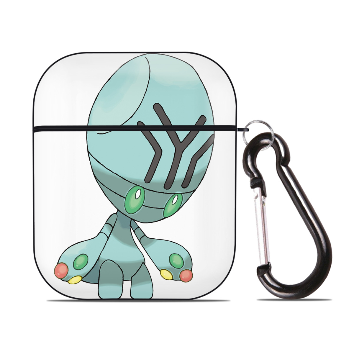 （画像用） ポケットモンスター Pokémon AirPods 第2世代保護ケース ハードシェル ブラック 耐衝撃・防指紋・カラビナ付き