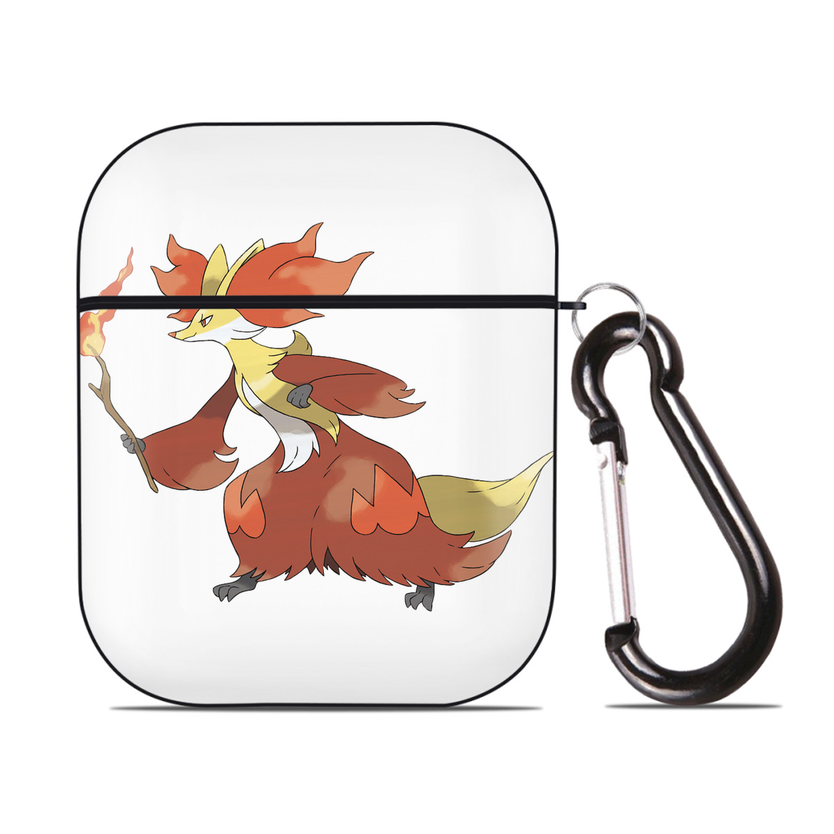 （画像用） ポケットモンスター Pokémon AirPods 第2世代保護ケース ハードシェル ブラック 耐衝撃・防指紋・カラビナ付き