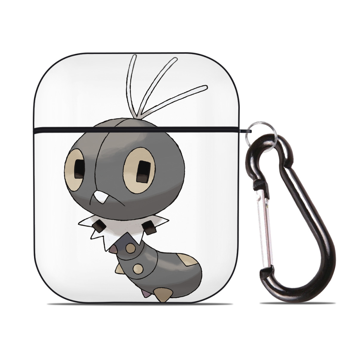 （画像用） ポケットモンスター Pokémon AirPods 第2世代保護ケース ハードシェル ブラック 耐衝撃・防指紋・カラビナ付き