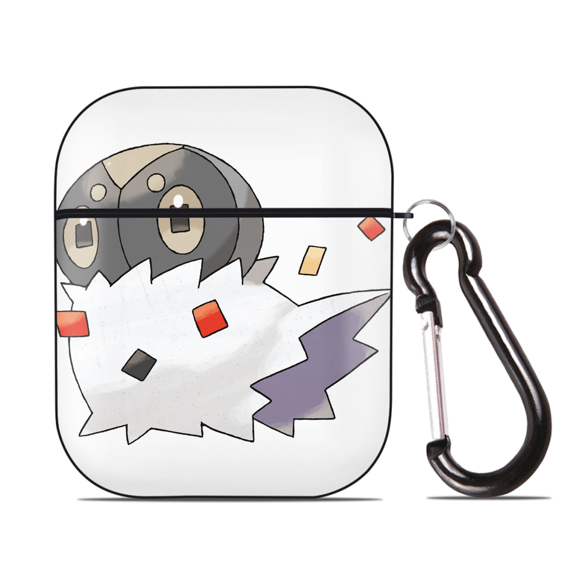 （画像用） ポケットモンスター Pokémon AirPods 第2世代保護ケース ハードシェル ブラック 耐衝撃・防指紋・カラビナ付き