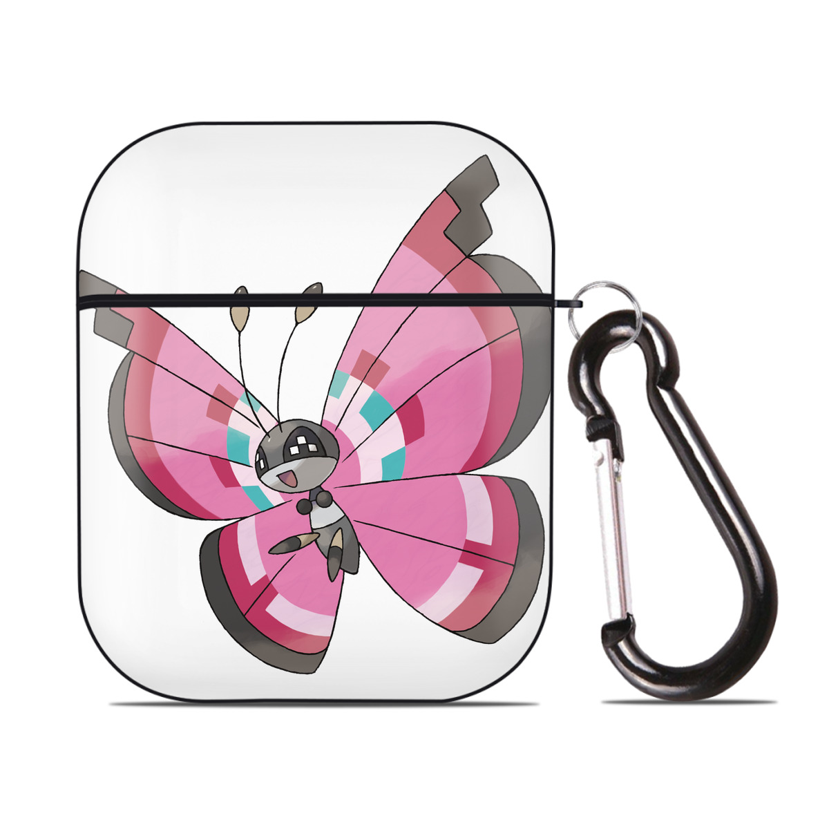 （画像用） ポケットモンスター Pokémon AirPods 第2世代保護ケース ハードシェル ブラック 耐衝撃・防指紋・カラビナ付き