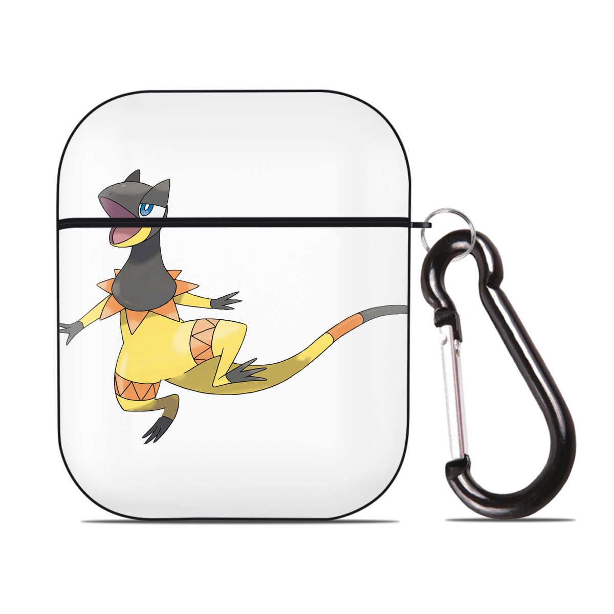 （画像用） ポケットモンスター Pokémon AirPods 第2世代保護ケース ハードシェル ブラック 耐衝撃・防指紋・カラビナ付き