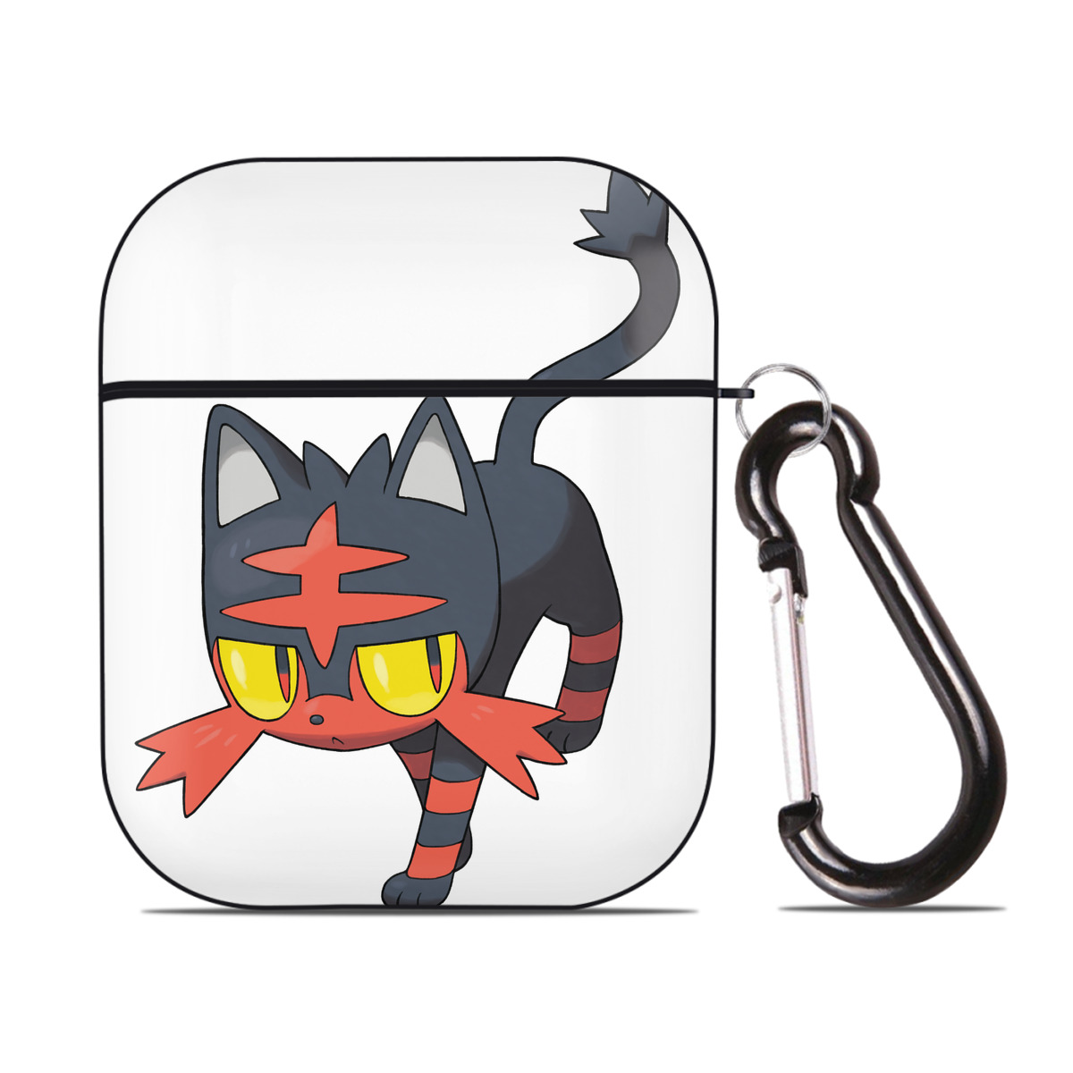 （画像用） ポケットモンスター Pokémon AirPods 第2世代保護ケース ハードシェル ブラック 耐衝撃・防指紋・カラビナ付き