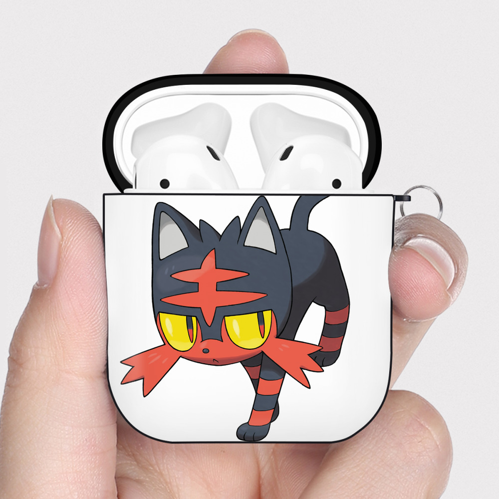 （画像用） ポケットモンスター Pokémon AirPods 第2世代保護ケース ハードシェル ブラック 耐衝撃・防指紋・カラビナ付き