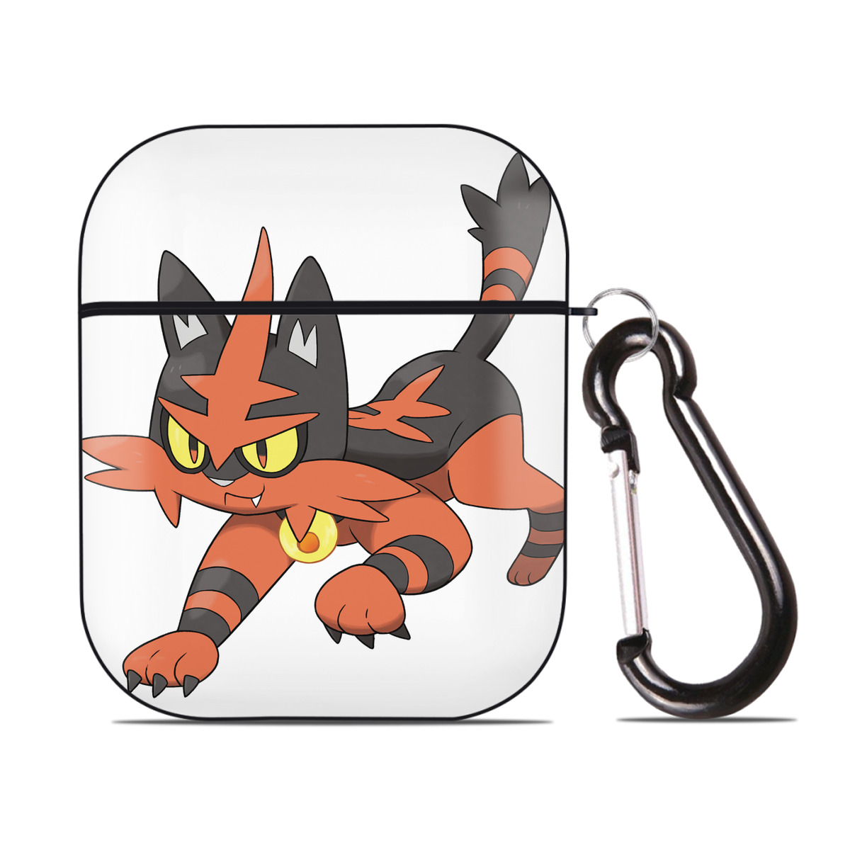 （画像用） ポケットモンスター Pokémon AirPods 第2世代保護ケース ハードシェル ブラック 耐衝撃・防指紋・カラビナ付き