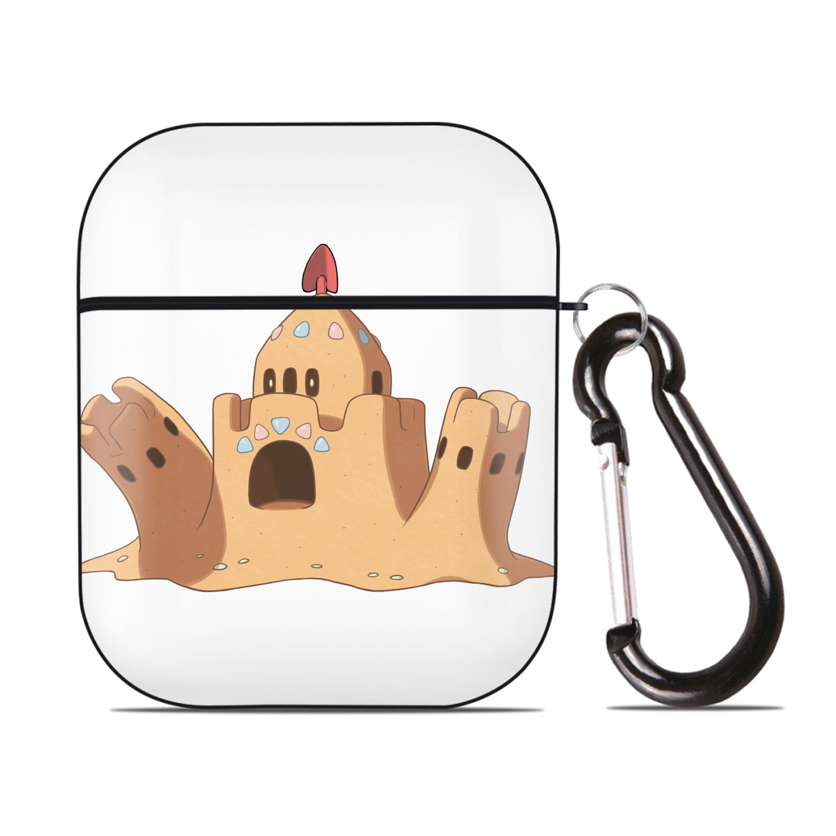 （画像用） ポケットモンスター Pokémon AirPods 第2世代保護ケース ハードシェル ブラック 耐衝撃・防指紋・カラビナ付き