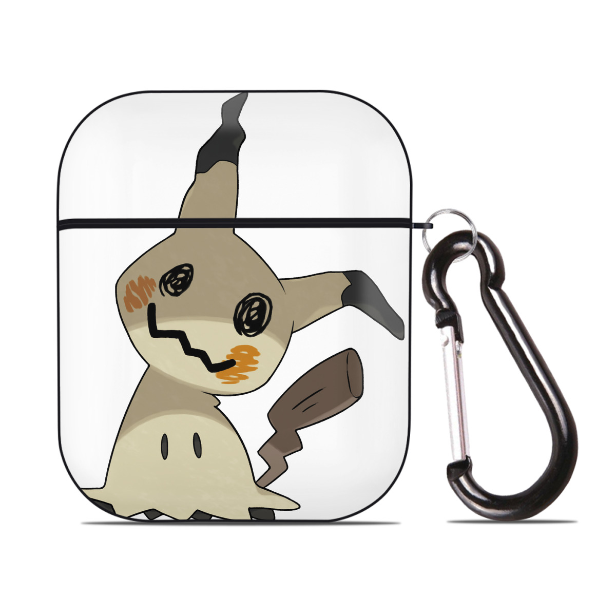 （画像用） ポケットモンスター Pokémon AirPods 第2世代保護ケース ハードシェル ブラック 耐衝撃・防指紋・カラビナ付き