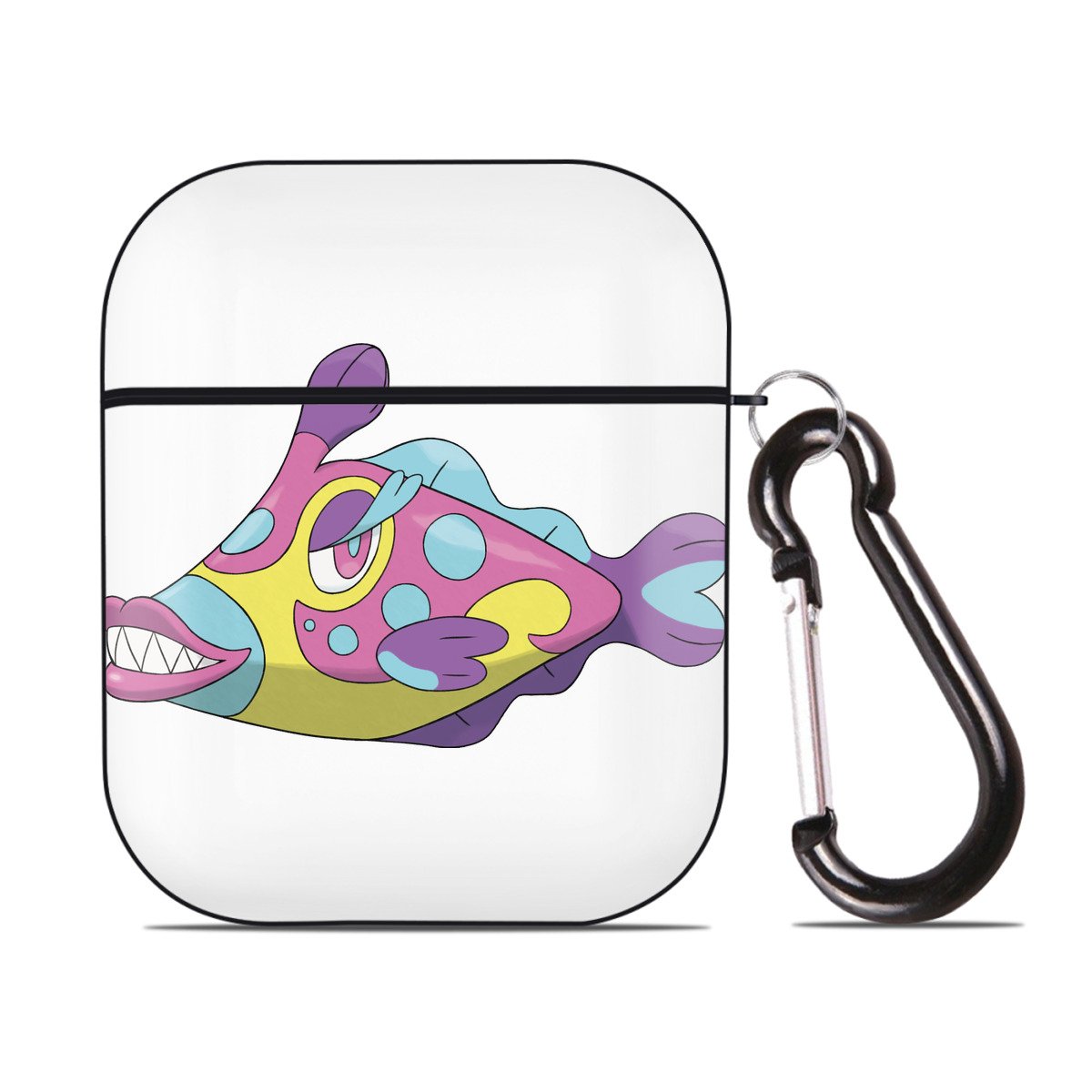 （画像用） ポケットモンスター Pokémon AirPods 第2世代保護ケース ハードシェル ブラック 耐衝撃・防指紋・カラビナ付き