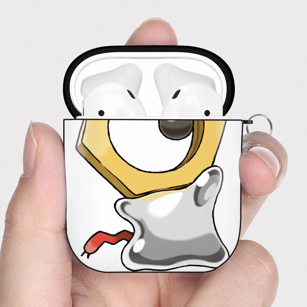 （画像用） ポケットモンスター Pokémon AirPods 第2世代保護ケース ハードシェル ブラック 耐衝撃・防指紋・カラビナ付き